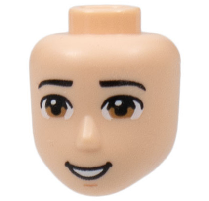Mini Doll, Head Friends Male Large with Black Eyebrows, Medium Nougat Eyes, Nougat Chin Dimple, Black Open Mouth Smile with Teeth Pattern