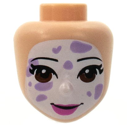 Mini Doll, Head Friends with White Face Paint with Lavender Splotches, Reddish Brown Eyes, Dark Pink Lips, Closed Mouth Pattern