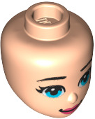 Mini Doll, Head Friends with Black Eyebrows, Bright Light Blue Eyes, Coral Lips and Closed Mouth Pattern