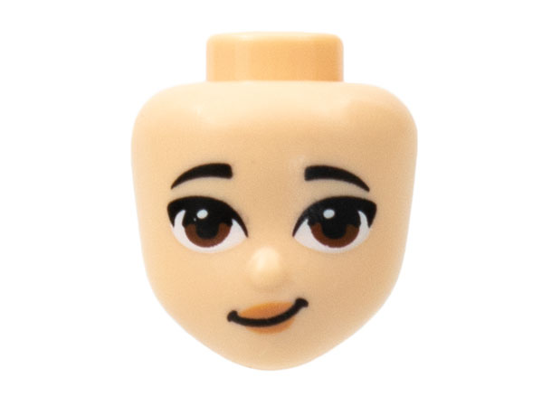 Mini Doll, Head Friends with Black Eyebrows, Reddish Brown Eyes, Peach Lips, Lopsided Smile Pattern (Emma)