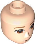 Mini Doll, Head Friends Male Large with Dark Orange Eyebrows, Reddish Brown Eyes, Closed Grin Pattern