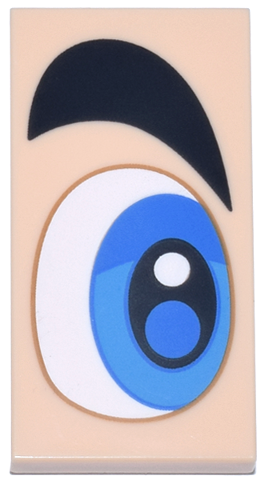 Tile 2 x 4 with White, Blue and Dark Azure Eye and Thick Black Eyebrow Pattern Model Right Side (Super Mario Eye)