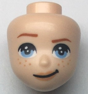 Mini Doll, Head Friends with Bright Light Blue Eyes, Freckles, Peach Lips and Lopsided Smile Pattern