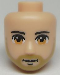 Mini Doll, Head Friends Male Large with Light Brown Eyes, Light Brown Beard and Closed Mouth Pattern