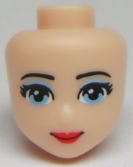 Mini Doll, Head Friends with Light Blue Eyes with Eye Shadow, Red Lips and Closed Mouth Pattern