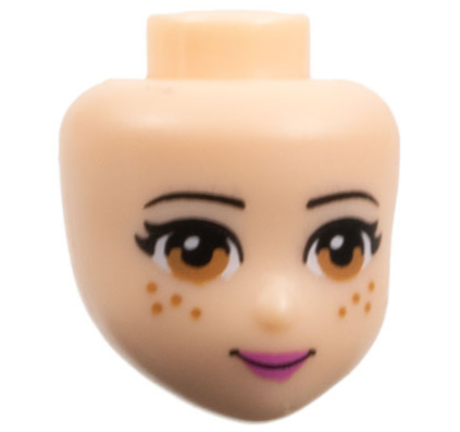 Mini Doll, Head Friends with Medium Nougat Eyes and Freckles, Dark Pink Lips and Closed Mouth Pattern