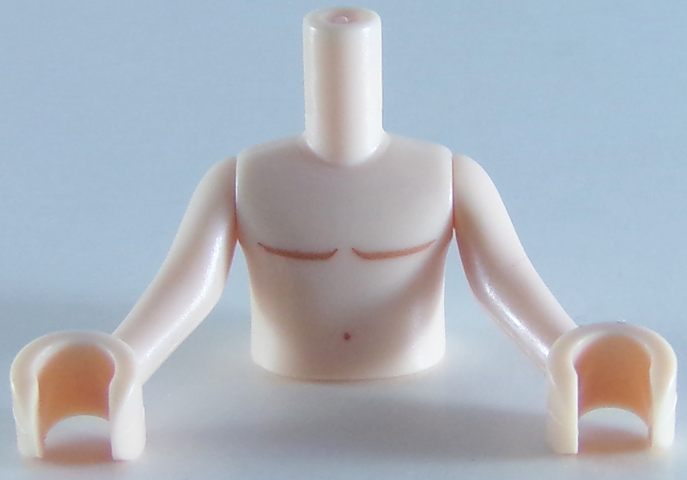 Torso Mini Doll Boy Shirtless Pattern, Light Nougat Arms with Hands