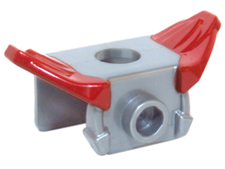 Minifigure Armor Shoulder Pads with Front Stud and 2 Back Studs with Dark Red Pattern