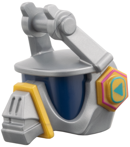 Minifigure, Headgear Mask, Robot Llama with Molded Dark Blue Visor, Ochre Stripe and Hexagons, Printed Dark Turquoise Triangles Pattern