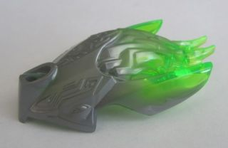 Bionicle Creature Head / Mask with Marbled Trans-Bright Green Pattern
