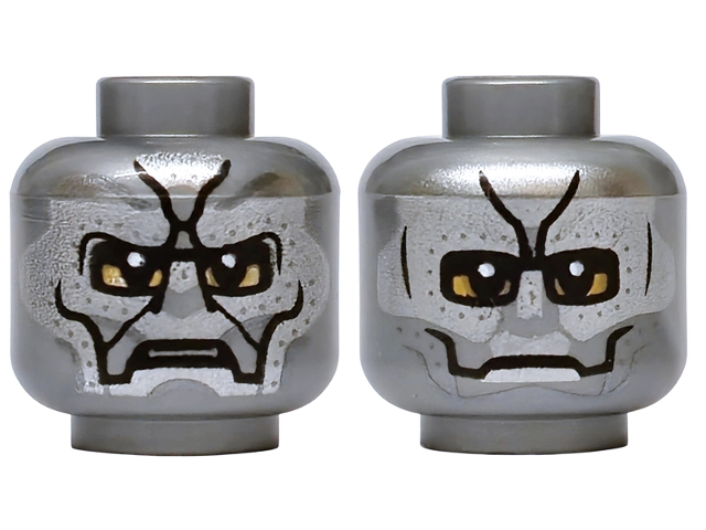 Flat silver dual-sided head with Dr. Doom mask