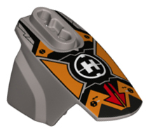Hero Factory Armor with Ball Joint Socket - Size 5 with Red Arrows on Orange Background and Hero Factory Logo Pattern