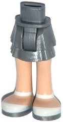 Mini Doll Hips and Skirt Layered, Light Nougat Legs and White Shoes with Ankle Straps Pattern - Thick Hinge