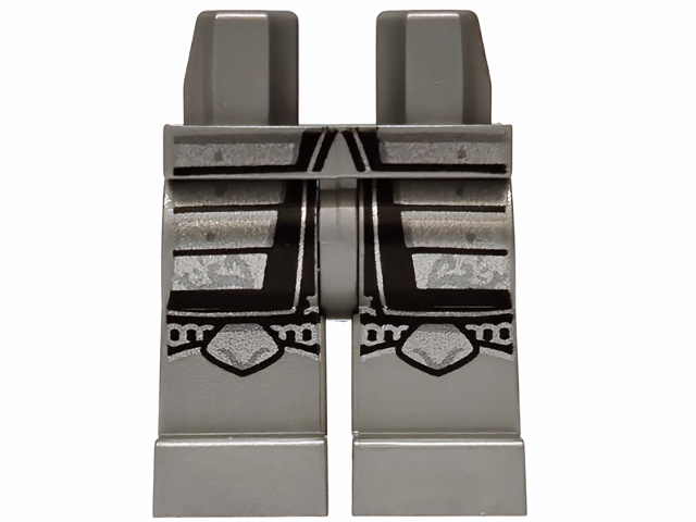 Hips and Legs with Silver and Dark Silver Armor Plates with Rivets, Knee Pads and Chain Mail with Black Outlines Pattern