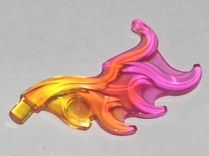 Wave Rounded Curved Wing with Bar End (Flame) with Marbled Trans-Dark Pink Pattern