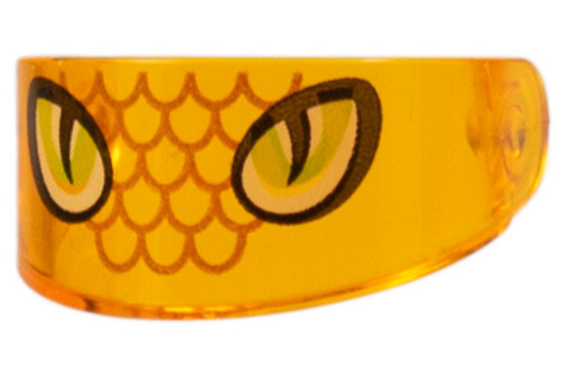 Minifigure, Visor Standard with Black and Lime Snake Eyes, Orange Scales Pattern