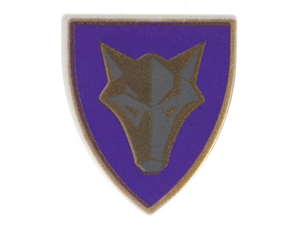 Minifigure, Shield Triangular Short with Purple and Gold Danju Wolf Pattern