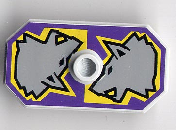 Minifigure, Shield Octagonal Long with Stud with Knights Kingdom Danju Wolf Pattern (Printed Version)