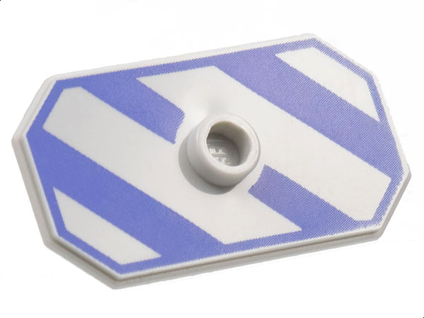 Minifigure, Shield Octagonal Long with Stud with Blue-Violet Diagonal Stripes Pattern