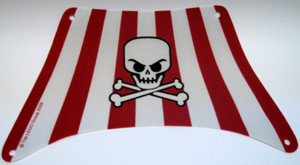Cloth Sail 28 x 18 Bottom with Red Stripes, Skull and Crossbones Pattern