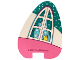 Part No: 10797pls01b  Name: Plastic Part for Set 10797 - Cat Ear with Dark Pink Base, Dark Turquoise Tip with White Dots, Medium Azure Window with Curtains, Stars and Cat Pattern