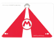 Part No: 111213  Name: Plastic Sail 15 x 10 with Red and White Triangles and Super Mario Logo Capital Letter M in Circle Pattern