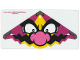 Part No: 114351  Name: Plastic Sail Triangular with Black and White Eyes and Jagged Moustache and Dark Pink Bulbous Nose on Magenta and Yellow Background Pattern