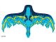 Part No: 38787  Name: Plastic Wings with Dark Blue, Medium Azure, Blue and Yellow Lightning on Transparent Background Pattern