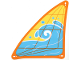 Part No: 42664pls01a  Name: Plastic Part for Set 42664 - Sail with Medium Azure and White Wave and 4 Bubbles on Yellow Background with Orange Edge and Lines Pattern