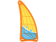 Part No: 42664pls01b  Name: Plastic Part for Set 42664 - Sail with Medium Azure and White Wave and 3 Bubbles on Yellow Background with Orange Edge and Lines Pattern