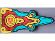 Part No: 80012pls01d  Name: Plastic Part for Set 80012 - Pennant Flag with Red Band, Black Stitching, Dark Turquoise and Gold Panels, and Chinese Logogram '聖' (Saint) Pattern