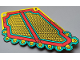 Part No: 80012pls01f  Name: Plastic Part for Set 80012 - Armor Skirt Left with Dark Turquoise and Red Bands, Black Stitching, and Gold Chain Mail Pattern
