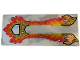 Part No: 80057pls01  Name: Plastic Part for Set 80057 - Cape / Headress with Red, Orange, and Yellow Flames and Gold and Lavender Armor Plates Pattern