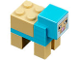 Part No: minesheep02  Name: Minecraft Sheep, Medium Azure, Sheared - Brick Built