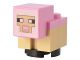 Part No: minesheep12  Name: Minecraft Sheep, Lamb, Tan Legs, Bright Pink Head - Brick Built