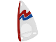 Part No: x66px8  Name: Plastic Triangle 6 x 12 Sail with Red and Blue Wavy Stripes on White Background Pattern