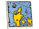 Part No: 10202pb046  Name: Tile 6 x 6 with Bottom Tubes with Map with Bright Light Blue Water, Yellow Land, Compass Rose, Pirate Ship and Red 'X' Pattern (Sticker) - Set 40504