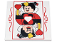Part No: 10202pb047  Name: Tile 6 x 6 with Bottom Tubes with Playing Card Red and Black Queen of Hearts with Yellow Crown and Wand Pattern
