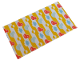 Part No: 103669pb01  Name: Duplo, Cloth Towel 5 x 9 cm with Coral and Light Aqua Ducks, Medium Blue Spots and Yellow Stripes Pattern