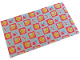 Part No: 103669pb02  Name: Duplo, Dishcloth 5 x 9 cm with Coral and Light Aqua Squares with Yellow Apples and Lemons, Coral and Medium Blue Cherries Pattern