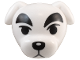 Part No: 107180pb01  Name: Minifigure, Head, Modified Dog (Terrier) with Thick Black Eyebrows, Eyes and Nose, and Dark Bluish Gray Mouth Pattern