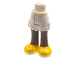Part No: 11202c00pb18  Name: Mini Doll Hips and Shorts with Medium Brown Legs and Yellow Shoes with White Soles and Laces Pattern - Thick Hinge