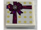 Part No: 11203pb117  Name: Tile, Modified 2 x 2 Inverted with Bright Light Yellow Spots and Holographic Magenta Ribbon with Bow Pattern (Sticker) - Set 41162