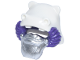 Part No: 117408pb01  Name: Helmet, Hippopotamus with Molded Dark Purple Swept Back Hair and Face Guard with Printed Silver Armor Pattern