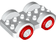 Part No: 11841c04  Name: Duplo Car Base 2 x 6 with Red Tires and White Wheels on Fixed Axles