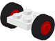 Part No: 122c01assy1  Name: Plate, Modified 2 x 2 with Red Wheels with Black Tires 14mm D. x 4mm Smooth Small Single (122c01 / 3139)