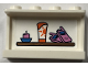 Part No: 14718pb088  Name: Panel 1 x 4 x 2 with Side Supports - Hollow Studs with Candle, Sunscreen, and Walkie-Talkies on Shelf Pattern (Sticker) - Set 41702
