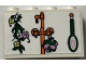 Part No: 14718pb097  Name: Panel 1 x 4 x 2 with Side Supports - Hollow Studs with Plant and Flowers, Hanging Brush, Orange Pipes and Taps Pattern (Sticker) - Set 41702