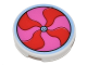 Part No: 14769pb154  Name: Tile, Round 2 x 2 with Bottom Stud Holder with Red and Dark Pink Pinwheel Pattern