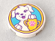 Part No: 14769pb179  Name: Tile, Round 2 x 2 with Bottom Stud Holder with Puppy Dog, Yellow Trophy with Dark Pink Paw Print on Medium Azure Background Pattern